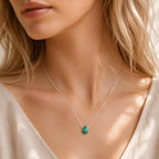 Genuine Emerald Teardrop Necklace, May Birthstone Jewelry, Minimalist Green Gemstone Necklace, Gift for Her