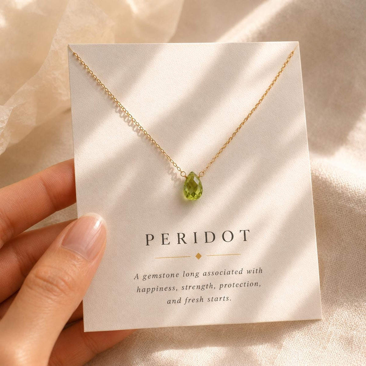 Genuine Peridot Teardrop Necklace, August Birthstone Jewelry, Minimalist Green Gemstone Necklace, Gift for Her