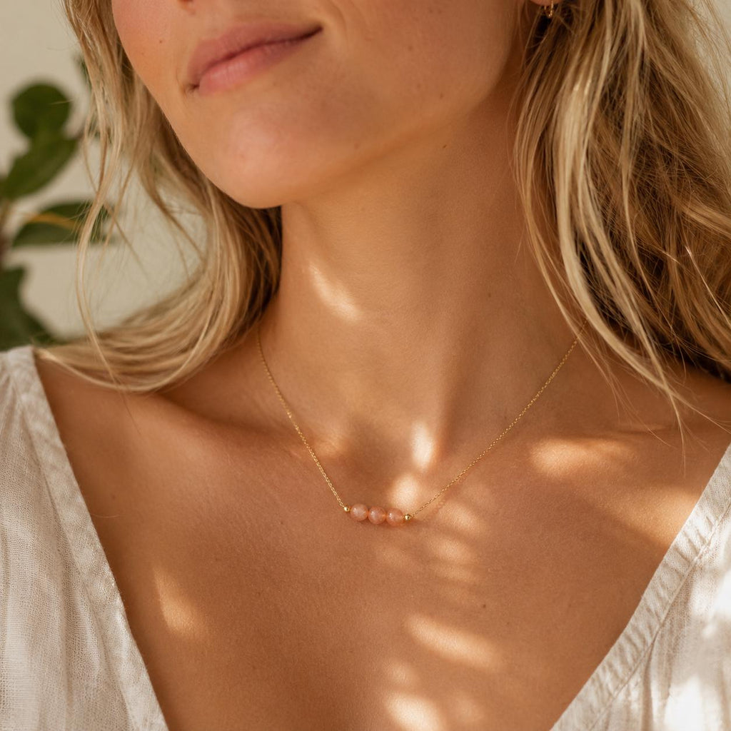 Sunstone Necklace, Dainty Gemstone Necklace, Minimalist Necklace, Encouragement Gift for Her, Inspirational Jewelry, Graduation Gift