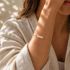 Because of You Bracelet, Teacher Appreciation Gift, Pearl Moonstone Quartz Bracelet, Thank You Teacher Gift, End of Year Teacher Jewelry