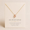 Sunstone Teardrop Necklace, January Birthstone Jewelry, Minimalist Red Gemstone Necklace, Gift for Her