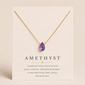 Amethyst Teardrop Necklace, February Birthstone Jewelry, Minimalist Purple Gemstone Necklace, Gift for Her