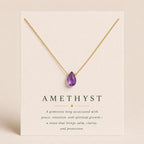 Amethyst Teardrop Necklace, February Birthstone Jewelry, Minimalist Purple Gemstone Necklace, Gift for Her