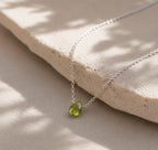 Genuine Peridot Teardrop Necklace, August Birthstone Jewelry, Minimalist Green Gemstone Necklace, Gift for Her