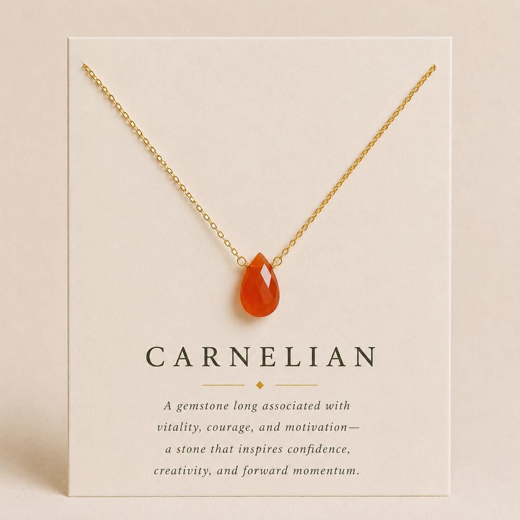 Carnelian Necklace, Dainty Gemstone, Courage and Confidence Gift, Orange Carnelian Pendant, Motivational Jewelry, Minimalist Necklace