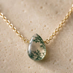 Moss Agate Necklace, Nature Inspired Jewelry, Dainty Green Gemstone Necklace, Minimalist Gift for Her