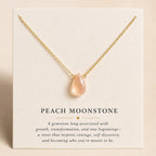 Peach Moonstone Necklace, Gold Filled Moonstone Necklace, New Beginnings Gift, Dainty Gemstone Necklace, Meaningful Jewelry Gift for Her