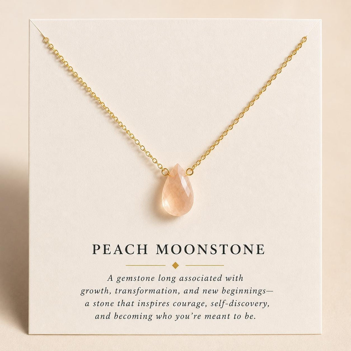 Peach Moonstone Necklace, Gold Filled Moonstone Necklace, New Beginnings Gift, Dainty Gemstone Necklace, Meaningful Jewelry Gift for Her