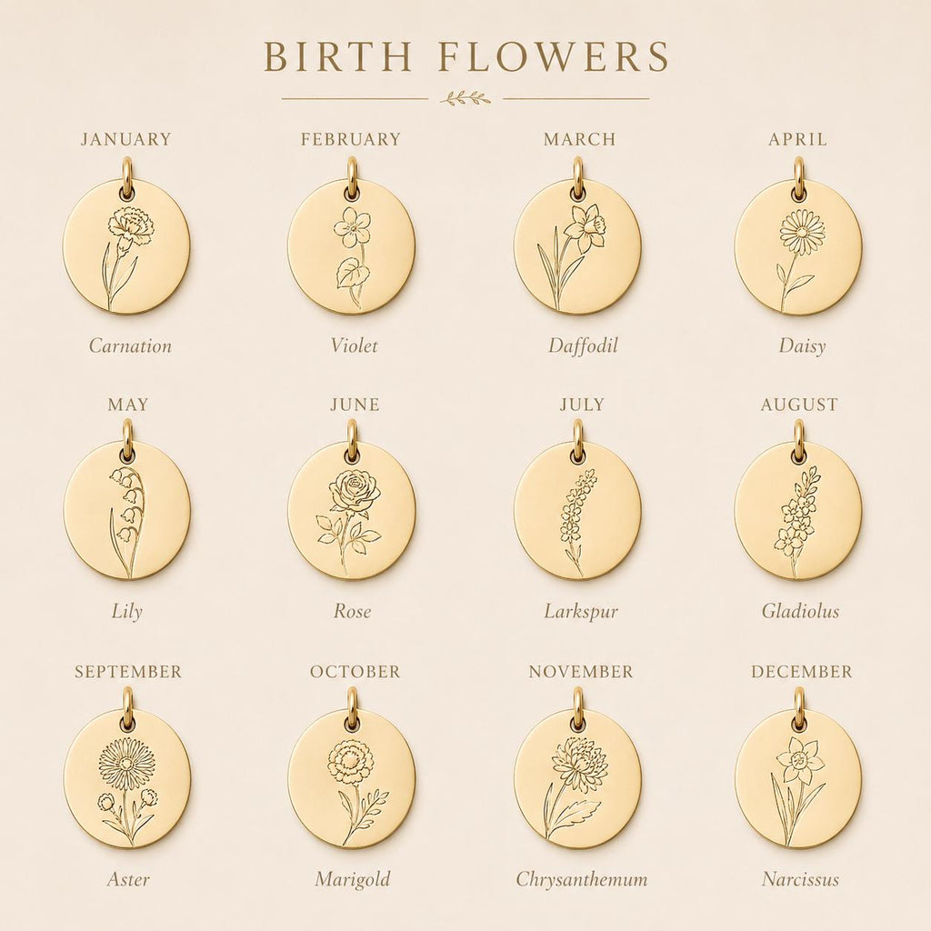 Sweet Sixteen Birth Flower Necklace, Personalized Gold Birth Flower Necklace, 16th Birthday Gift for Daughter, Granddaughter, Niece
