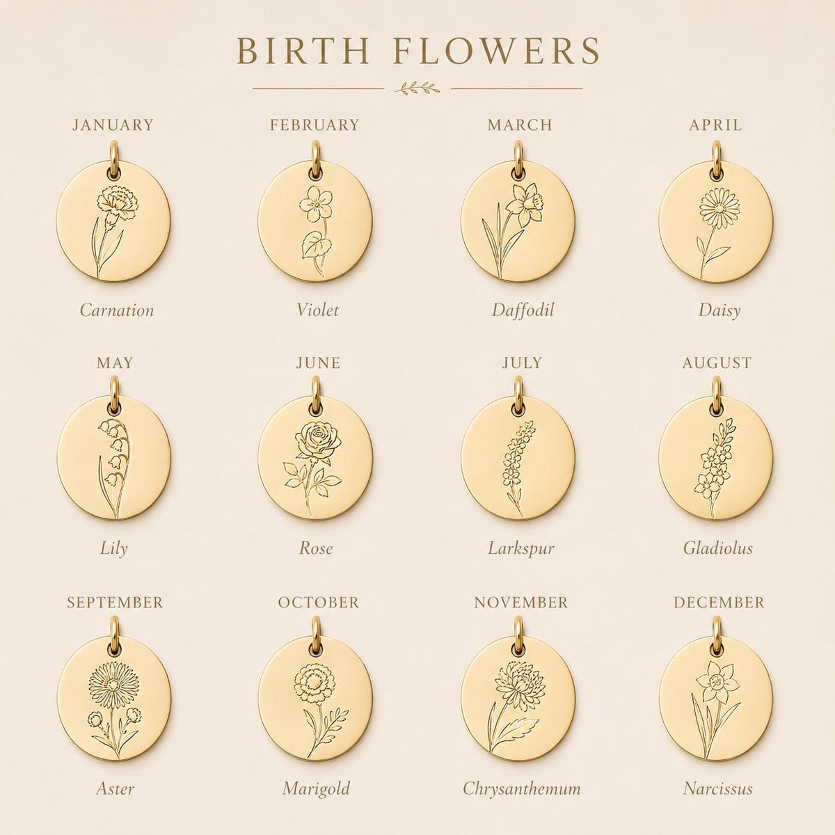 Sweet Sixteen Birth Flower Necklace, Personalized Gold Birth Flower Necklace, 16th Birthday Gift for Daughter, Granddaughter, Niece