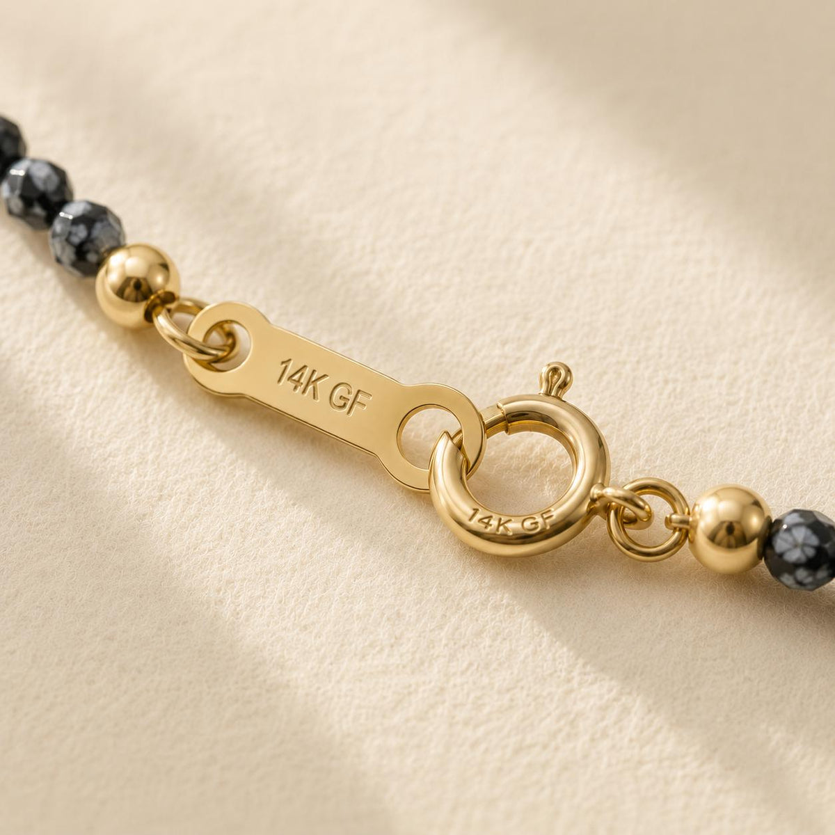 Dainty Snowflake Obsidian Gemstone Bracelet • Genuine Crystal Jewelry • Dainty & Delicate