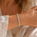 Natural Amazonite Bracelet, 4mm Genuine Gemstone Bracelet, Minimalist Gold Filled Bracelet, Gift for Her