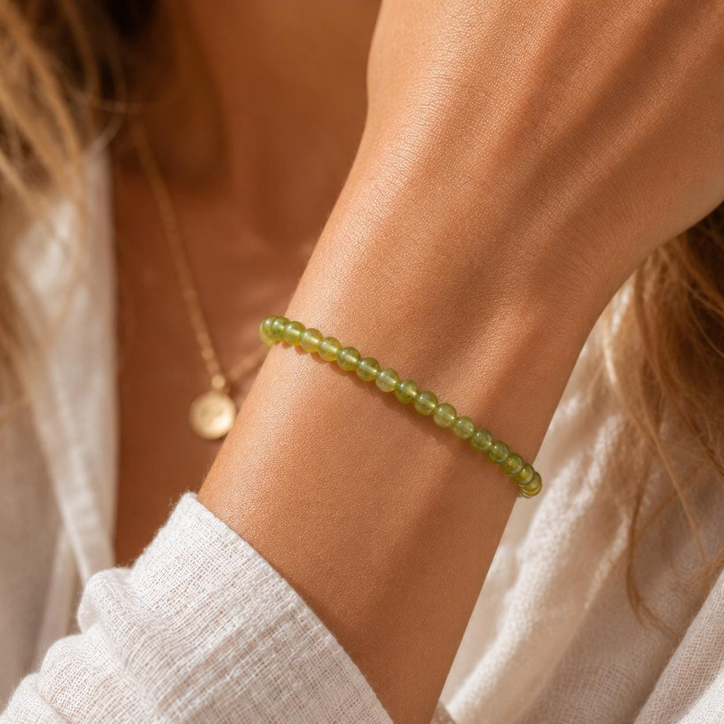Genuine Peridot Gemstone Bracelet, August Birthstone Jewelry, Dainty Green Beaded Bracelet, Gold Filled, Rose Gold or Sterling Silver