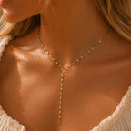 LUMIÈRE Lariat Necklace | Dainty Gold or Silver Necklace, Minimalist Layering Necklace, Everyday Jewelry, Gift for Her