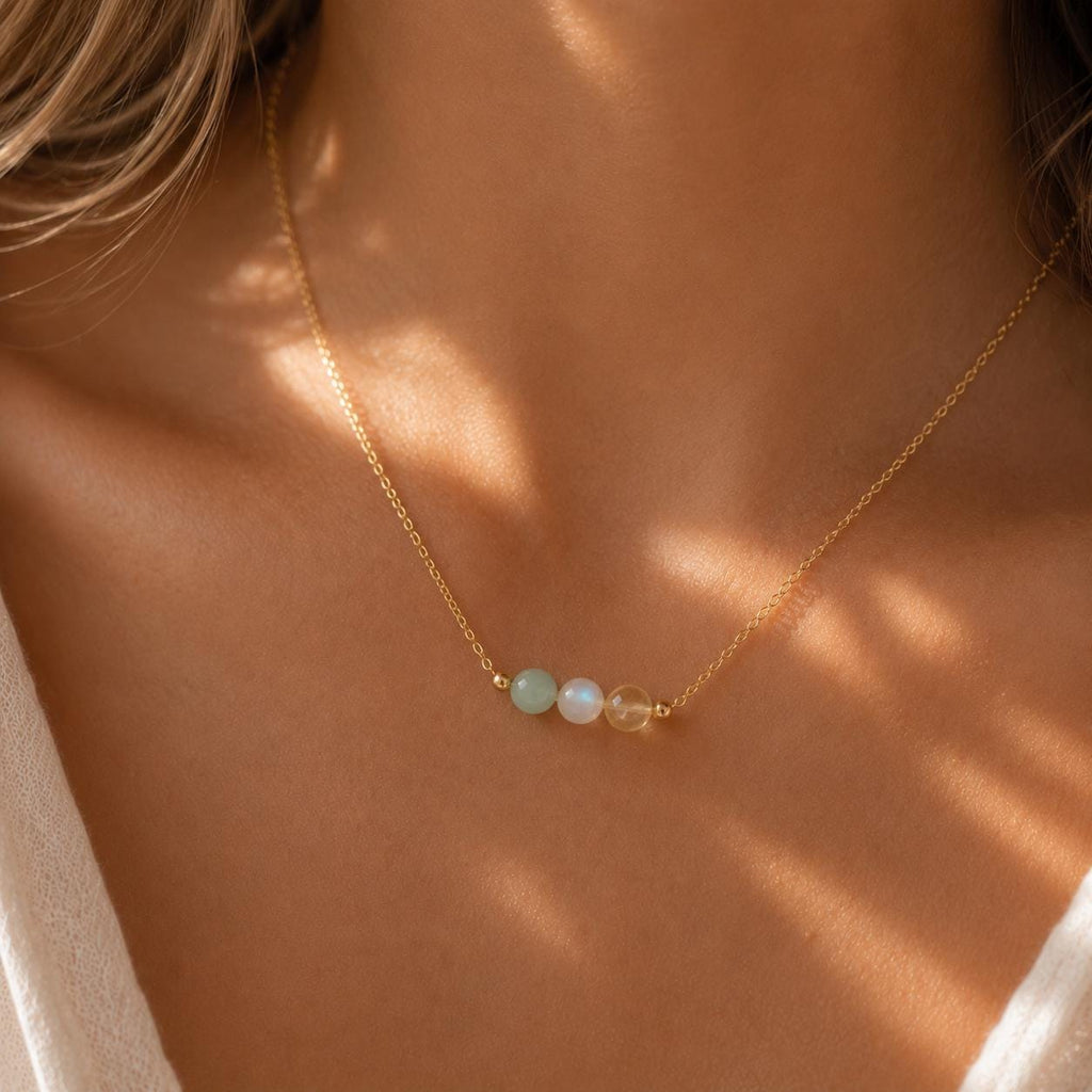 The Next Chapter Necklace, Amazonite Moonstone Citrine, Graduation Gift for Her, College Bound Jewelry, New Beginnings Gift