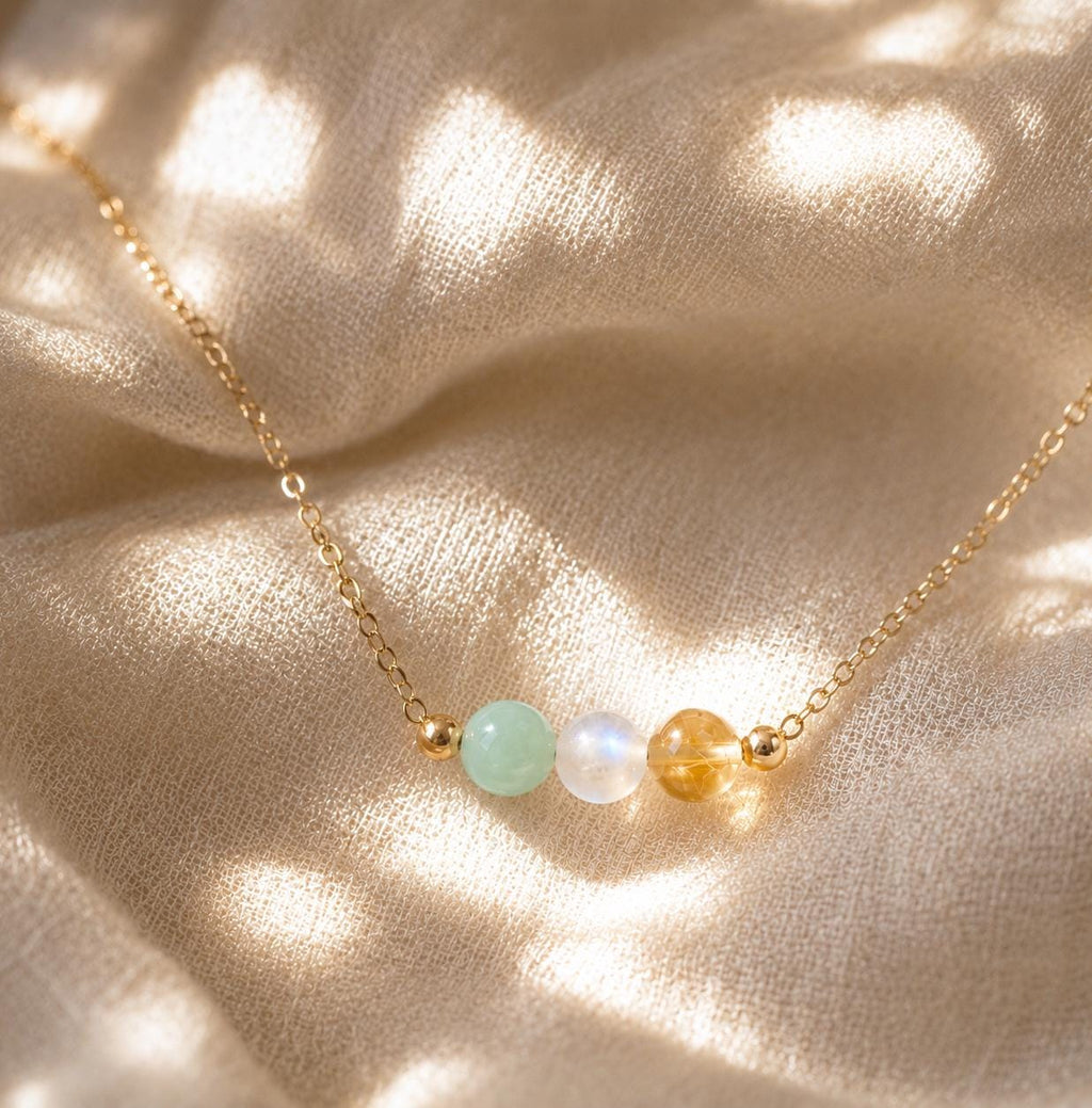 The Next Chapter Necklace, Amazonite Moonstone Citrine, Graduation Gift for Her, College Bound Jewelry, New Beginnings Gift
