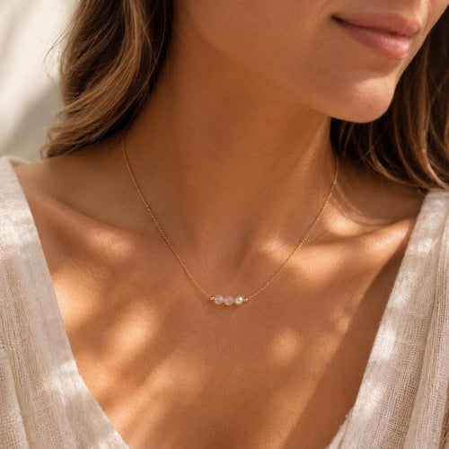 Before We Meet Necklace, Pregnancy Gift for Mom To Be, Moonstone Rose Quartz Pearl Gemstones, Baby Shower Gift, IVF Rainbow Baby Gift