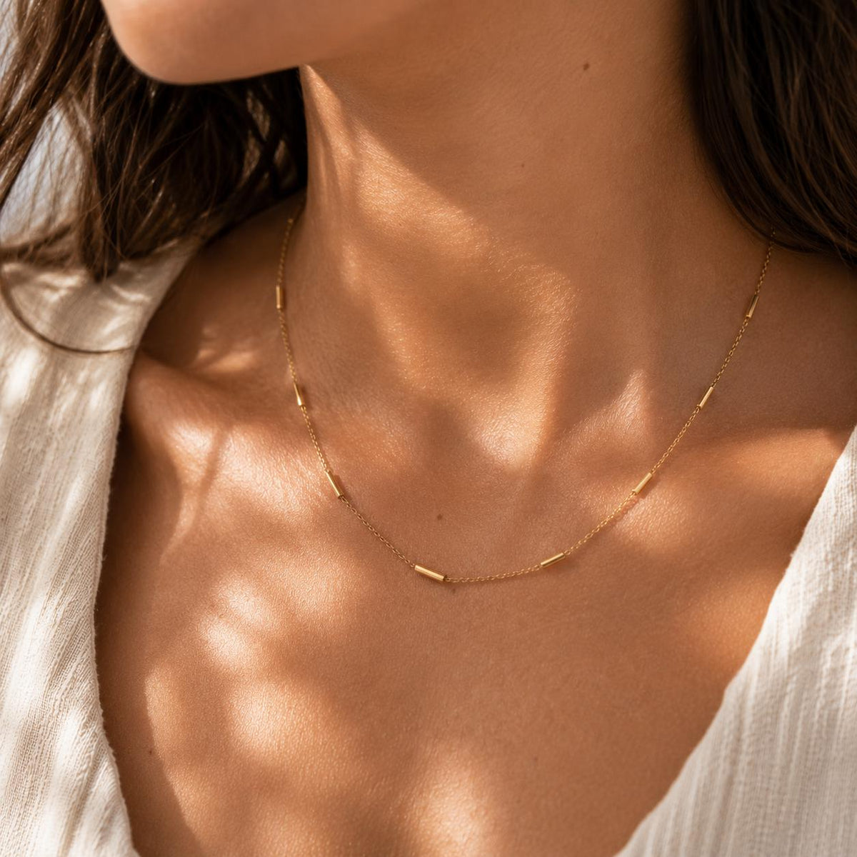 AVA Necklace | Minimalist Gold Bar Necklace | Dainty Layering Necklace | Everyday Gold Jewelry | Delicate Bar Chain Necklace | Gift for Her