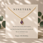 19th Birthday Birthstone Necklace | Personalized 19th Birthday Gift | Nineteen Birthday Necklace for Daughter, Granddaughter or Niece