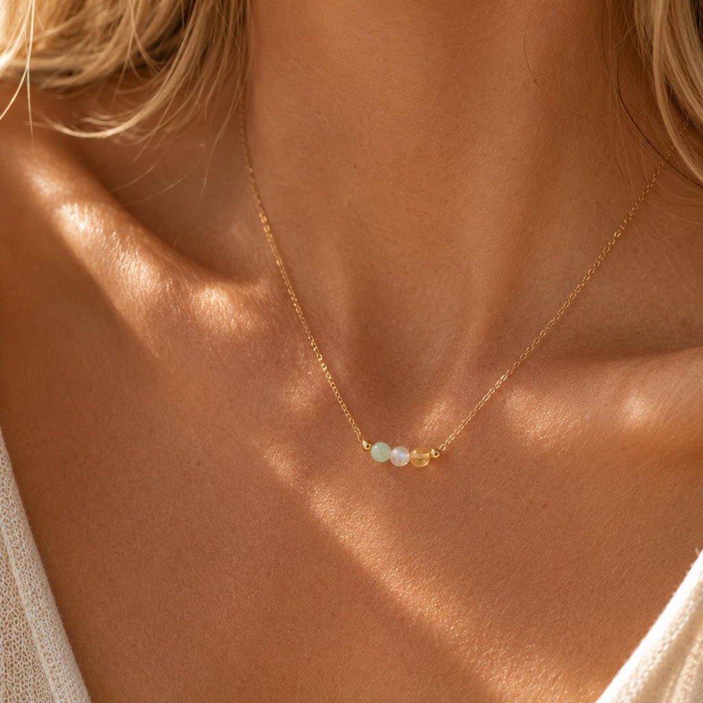 The Next Chapter Necklace, Amazonite Moonstone Citrine, Graduation Gift for Her, College Bound Jewelry, New Beginnings Gift