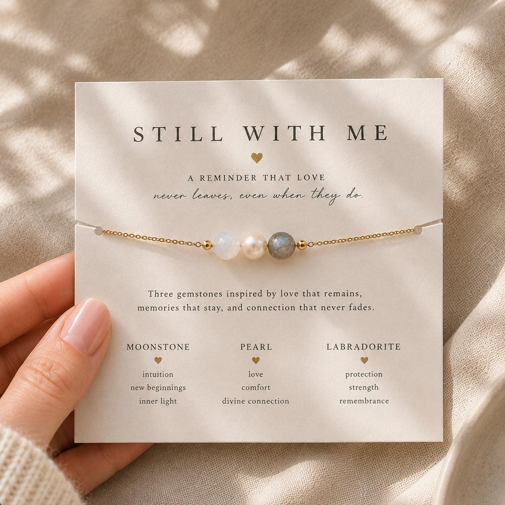Still With Me Necklace | Memorial Gift | Sympathy Jewelry | Moonstone Pearl Labradorite Gemstones | Remembrance Jewelry Gift for Her