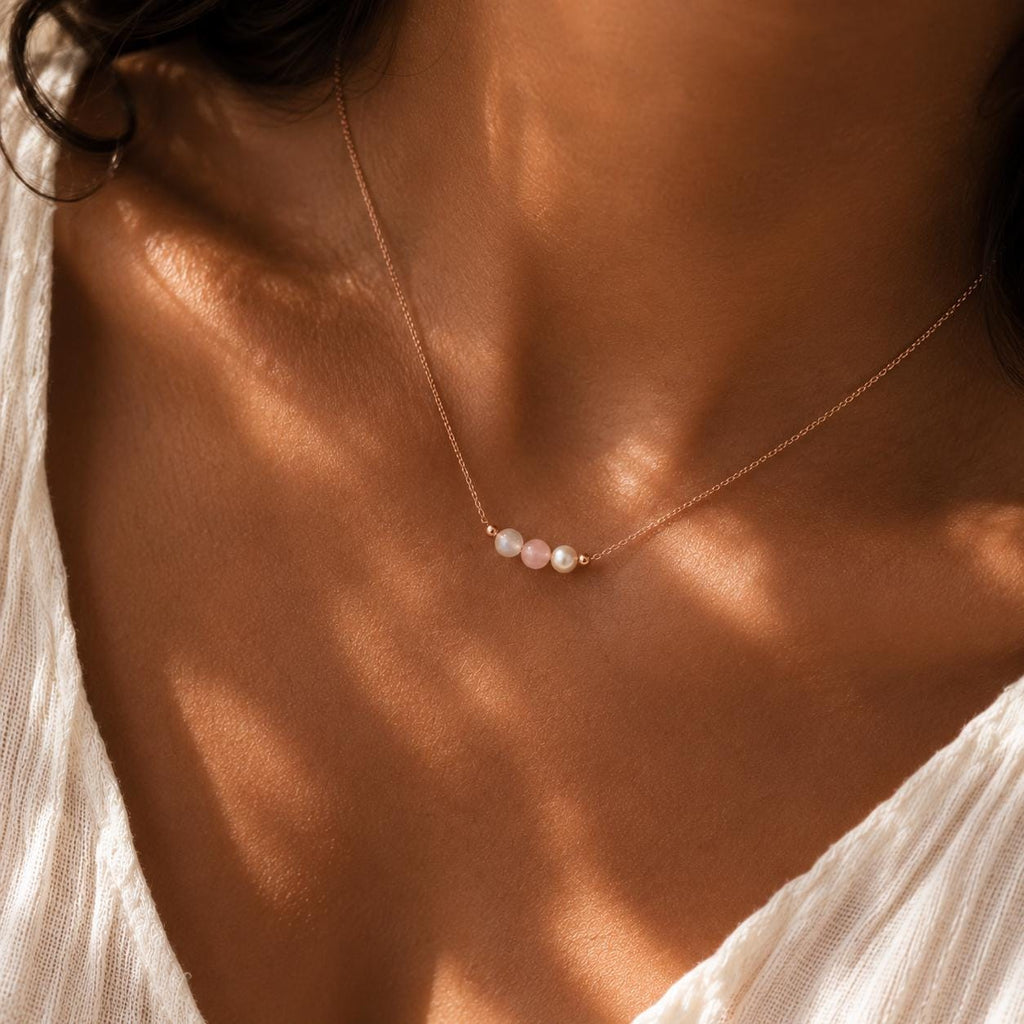 Before We Meet Necklace, Pregnancy Gift for Mom To Be, Moonstone Rose Quartz Pearl Gemstones, Baby Shower Gift, IVF Rainbow Baby Gift