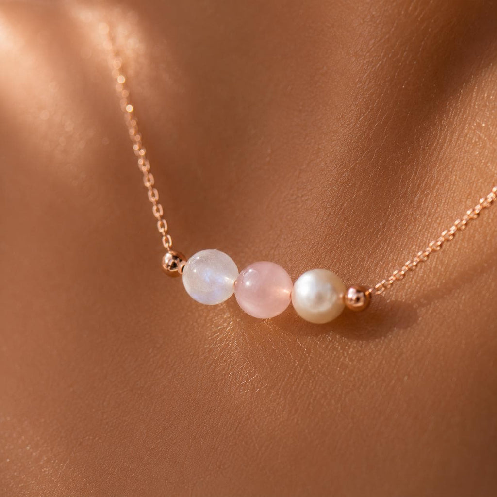 Before We Meet Necklace, Pregnancy Gift for Mom To Be, Moonstone Rose Quartz Pearl Gemstones, Baby Shower Gift, IVF Rainbow Baby Gift