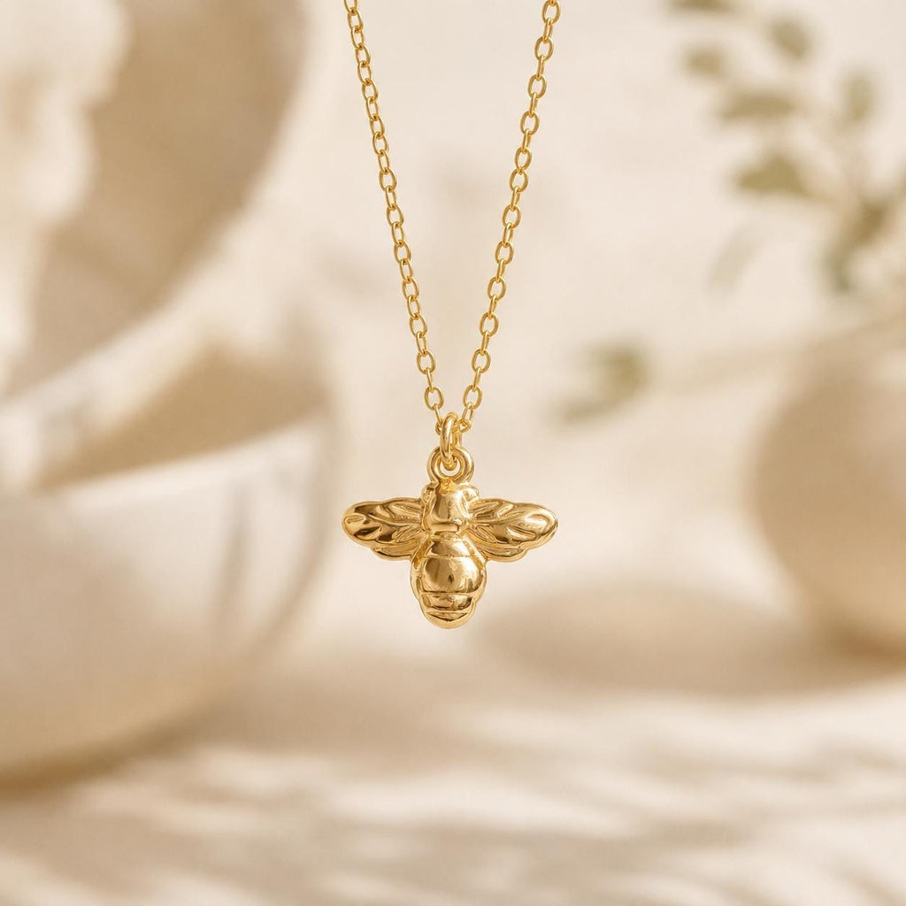 Gold Bee Necklace, Dainty Bee Charm Necklace for Women, Cute Bee Pendant, Bee Lover Gift, Nature Inspired Jewelry, Handmade Gift for Her
