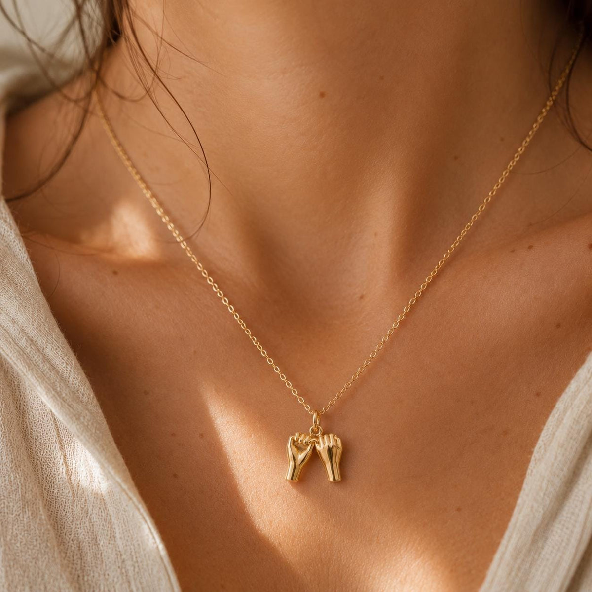 Pinky Promise Necklace, Dainty Gold Promise Necklace, Minimalist Hand Charm Necklace, Meaningful Everyday Jewelry, Gift for Her