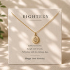 18th Birthday Birth Flower Necklace, Personalized Eighteenth Birthday Gift, Gold Birth Flower Necklace for Daughter, Granddaughter, Niece