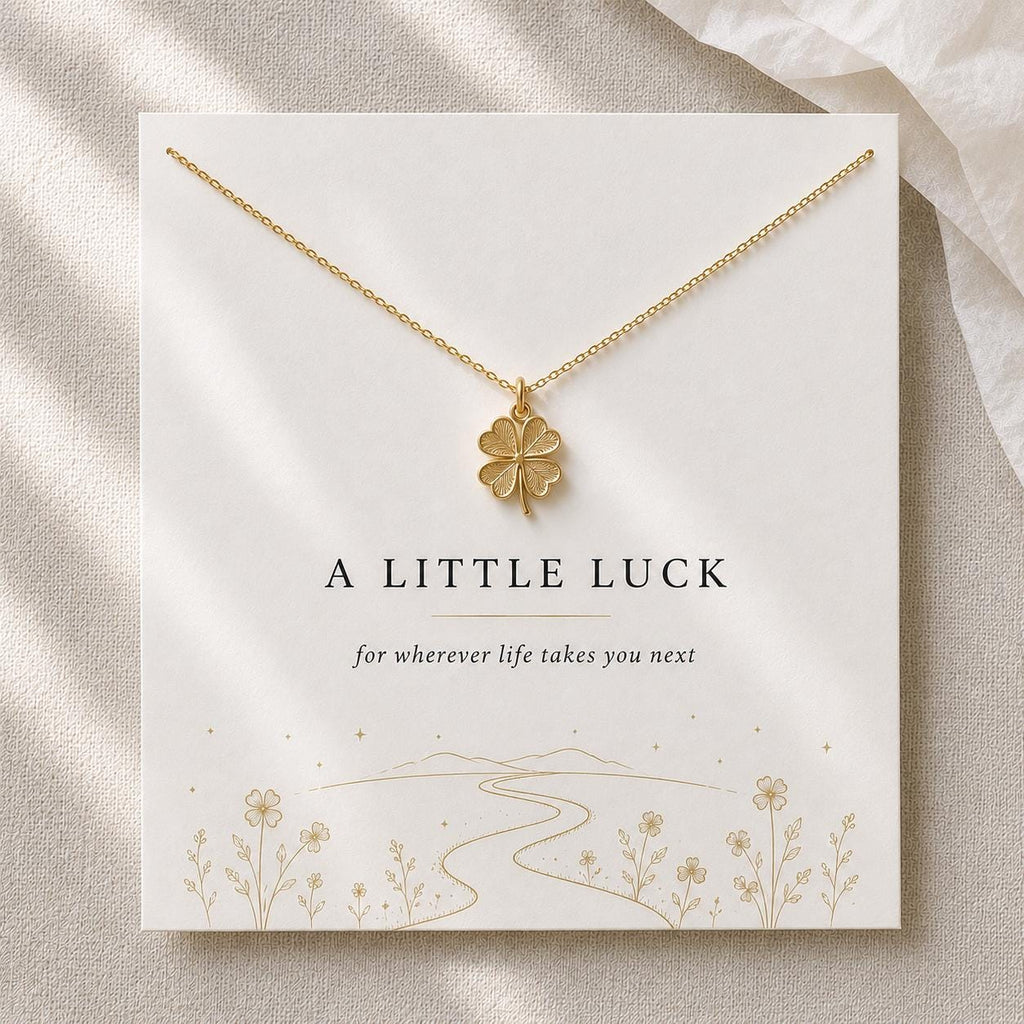 Four Leaf Clover Necklace, A Little Luck Necklace, Good Luck Gift, New Beginnings Jewelry, Graduation Gift, Lucky Charm Necklace