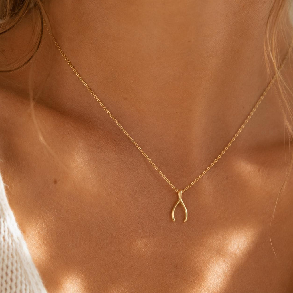 Wishbone Necklace, Dainty Gold Wishbone Necklace, Good Luck Necklace, Lucky Charm Jewelry, Minimalist Necklace, Gift for Her