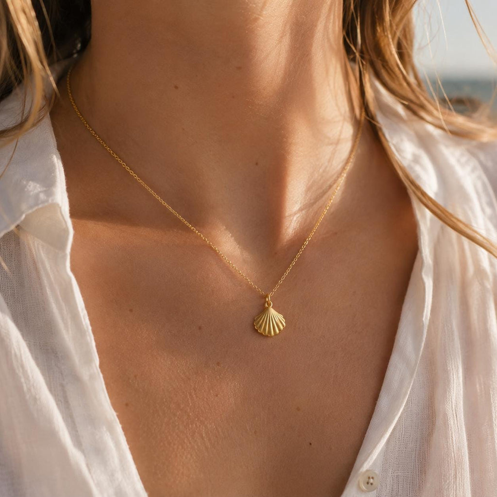 Seashell Necklace, Shaped by the Sea Necklace, Gold Shell Necklace, Encouragement Gift for Her, Coastal Jewelry, Meaningful Gift