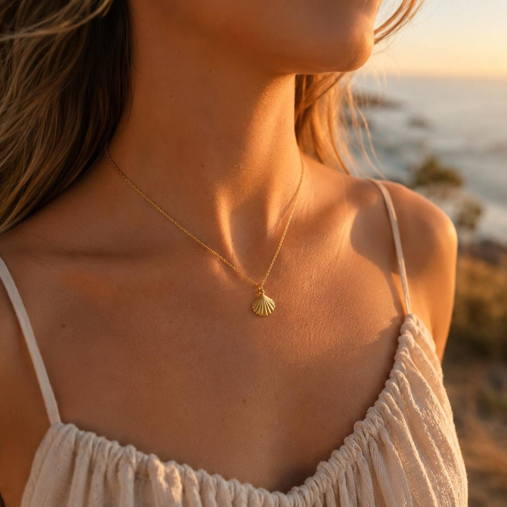 Seashell Necklace, Shaped by the Sea Necklace, Gold Shell Necklace, Encouragement Gift for Her, Coastal Jewelry, Meaningful Gift