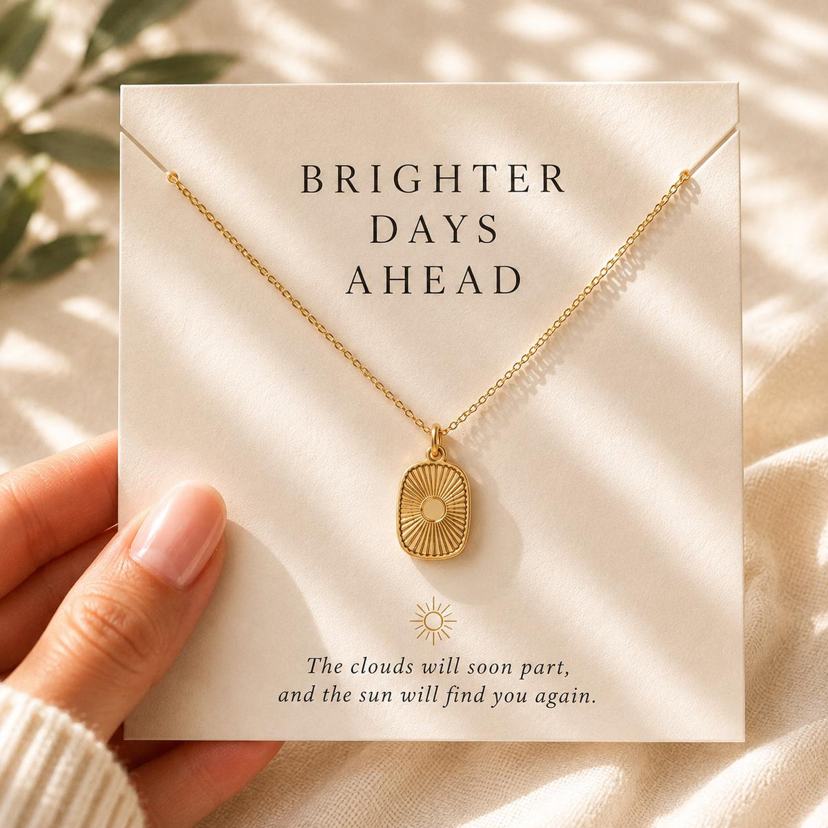 Brighter Days Ahead Sun Necklace, Encouragement Gift for Her, Thinking of You Gift, New Beginnings Necklace, Hope Jewelry, Hard Times Gift