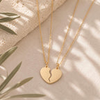 Best Friend Necklace Set, Gold Split Heart Necklaces, Friendship Necklace for 2, Matching BFF Necklaces, Sister Necklace, Long Distance Gift