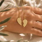 Best Friend Necklace Set, Gold Split Heart Necklaces, Friendship Necklace for 2, Matching BFF Necklaces, Sister Necklace, Long Distance Gift
