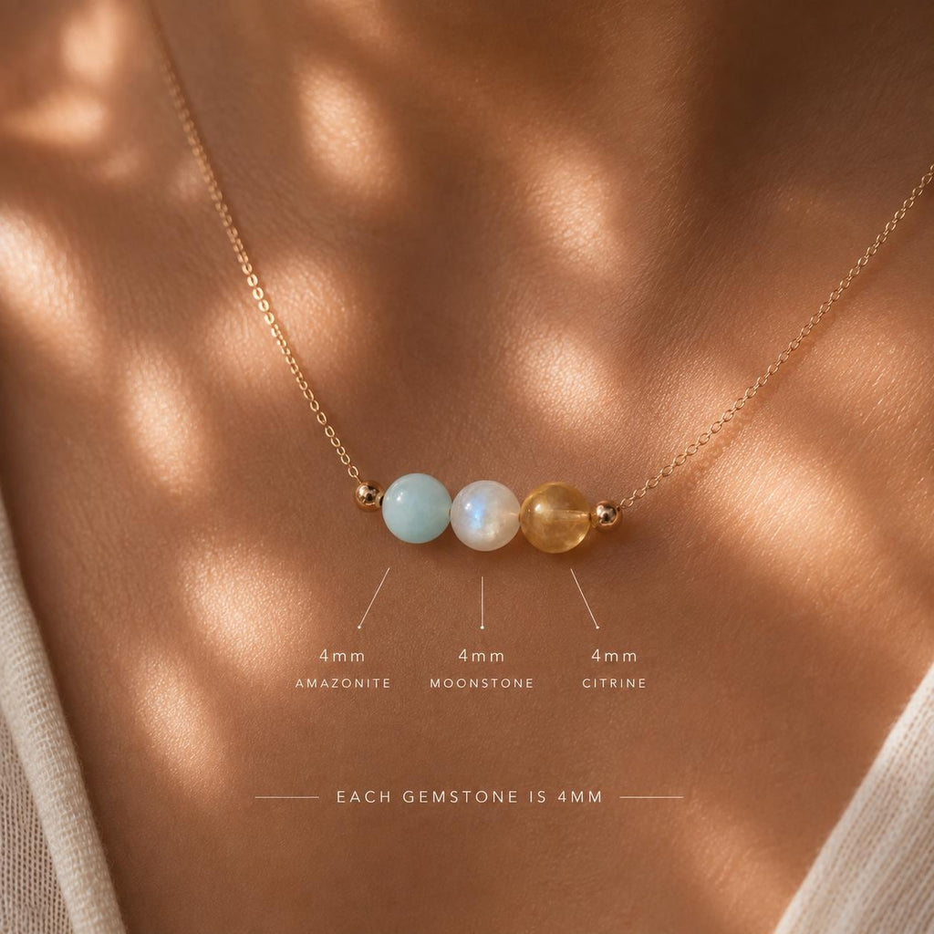 The Next Chapter Necklace, Amazonite Moonstone Citrine, Graduation Gift for Her, College Bound Jewelry, New Beginnings Gift