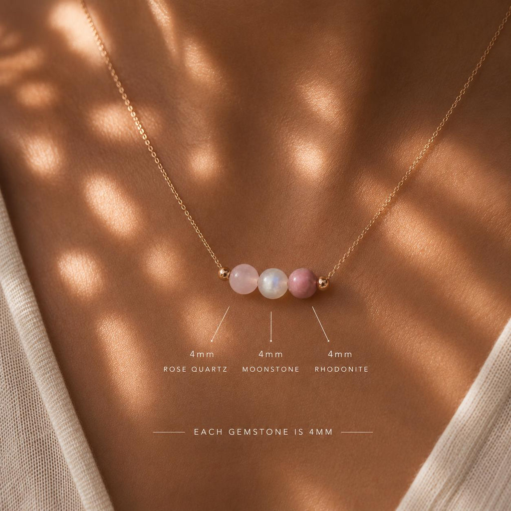 Fuck Cancer Necklace | Rose Quartz Moonstone Rhodonite | Cancer Support Gift for Her | Strength & Hope Jewelry