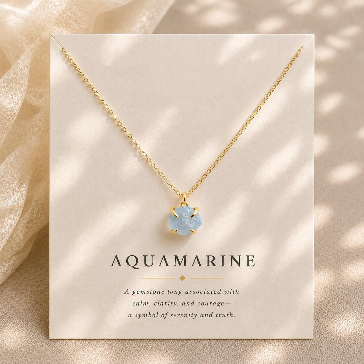 Raw Aquamarine Necklace, March Birthstone Necklace, Rough Aquamarine Pendant, Dainty Gemstone Necklace, Meaningful Gift for Her