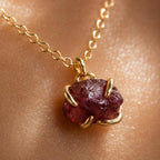 Raw Garnet Necklace, January Birthstone Necklace, Garnet Pendant, Dainty Gemstone Necklace, Meaningful Gift for Her