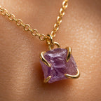 Raw Amethyst Necklace, February Birthstone Necklace, Amethyst Pendant, Dainty Gemstone Necklace, Meaningful Gift for Her