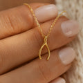 Wishbone Necklace, Dainty Gold Wishbone Necklace, Good Luck Necklace, Lucky Charm Jewelry, Minimalist Necklace, Gift for Her