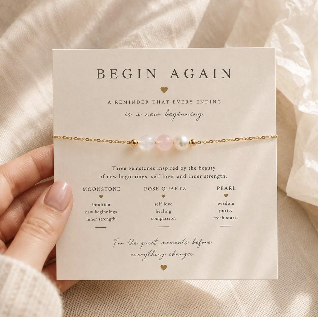 Begin Again Necklace | New Beginnings Gift | Moonstone Rose Quartz Pearl | Healing Jewelry | Encouragement Gift for Women