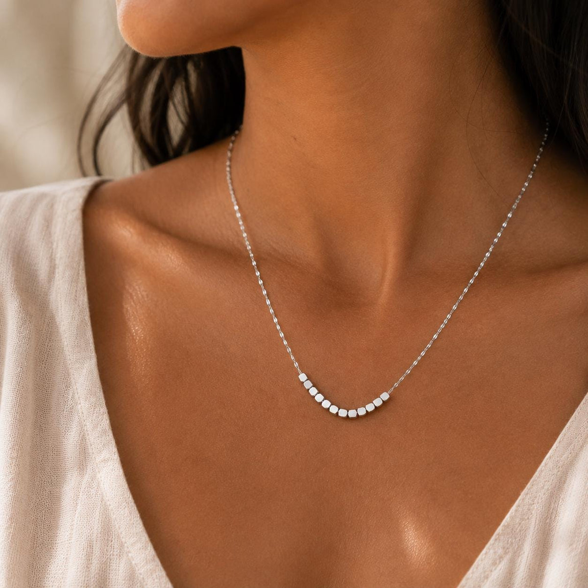 Gold Beaded Bar Necklace, Dainty Minimalist Gold Necklace, Delicate Everyday Jewelry, Tiny Gold Bead Necklace, Layering Necklace