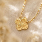 Clover Sunburst Pendant Necklace | Dainty Gold Quatrefoil Necklace | Minimalist Everyday Jewelry | Good Luck Gift for Her