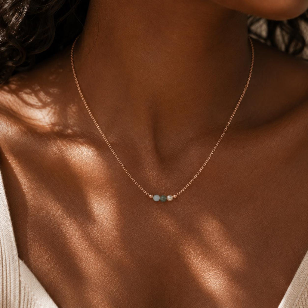 The Places You'll Go Necklace | Graduation Gift for Her | New Adventure Jewelry | Aquamarine Jade Pearl | New Beginnings Gift | Travel Gift