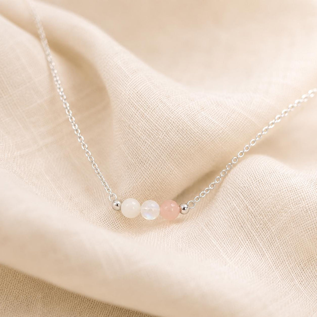Mama to Be Necklace, Pregnancy Gift for First Time Mom, Moonstone Rose Quartz White Jade Necklace, Expecting Mom Gift, Baby Shower Gift