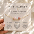Fuck Cancer Necklace | Rose Quartz Moonstone Rhodonite | Cancer Support Gift for Her | Strength & Hope Jewelry