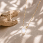 Moonstone Teardrop Necklace, June Birthstone Jewelry, Minimalist Necklace, Gift for Her